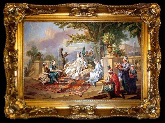 framed  Charles-Amedee-Philippe van Loo The Sultana Served by her Eunuchs, ta009-2